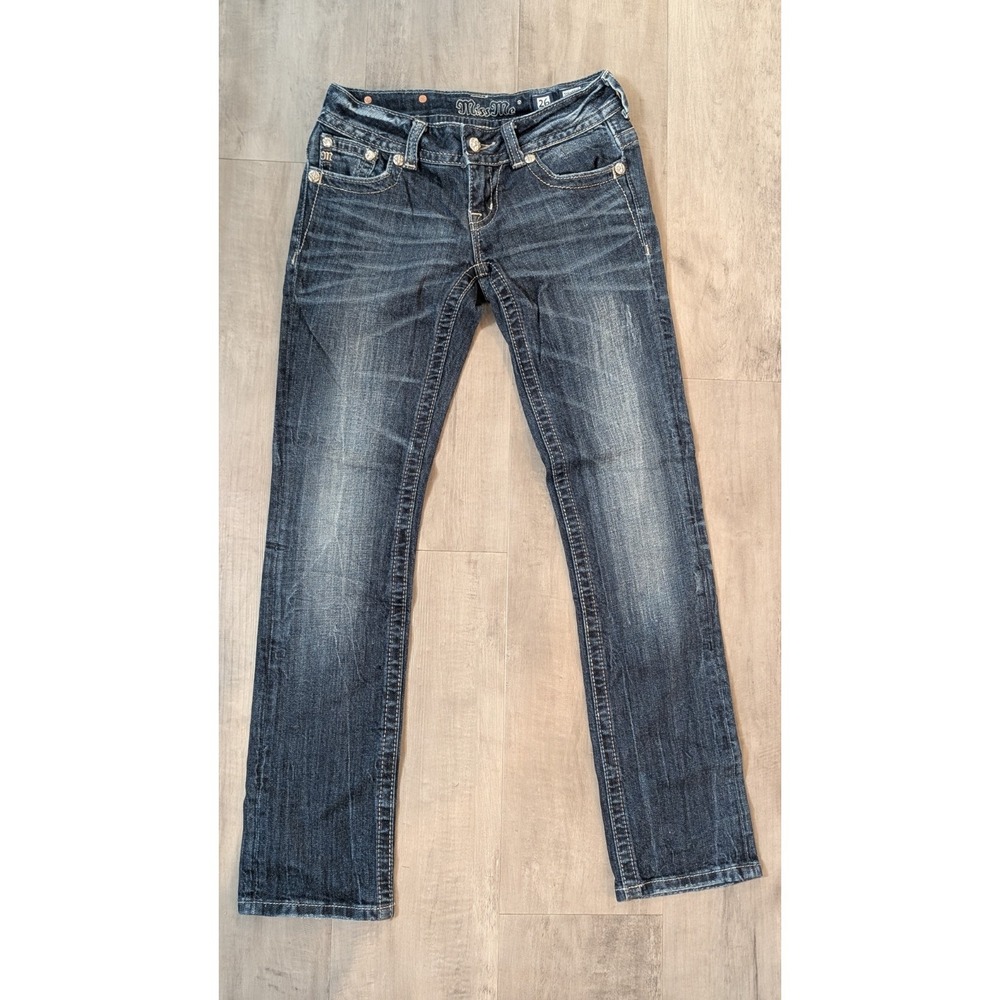 Miss Me JE099T2R Rhinestone Straight Leg Jeans Blue Women's Size 26